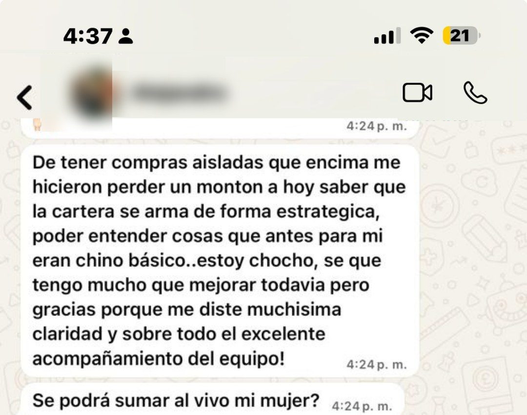 Cliente: la cartera se arma de forma estratégica, paz mental