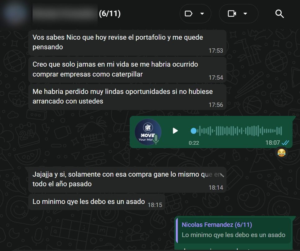 Cliente comparte ganancia con compra de Caterpillar